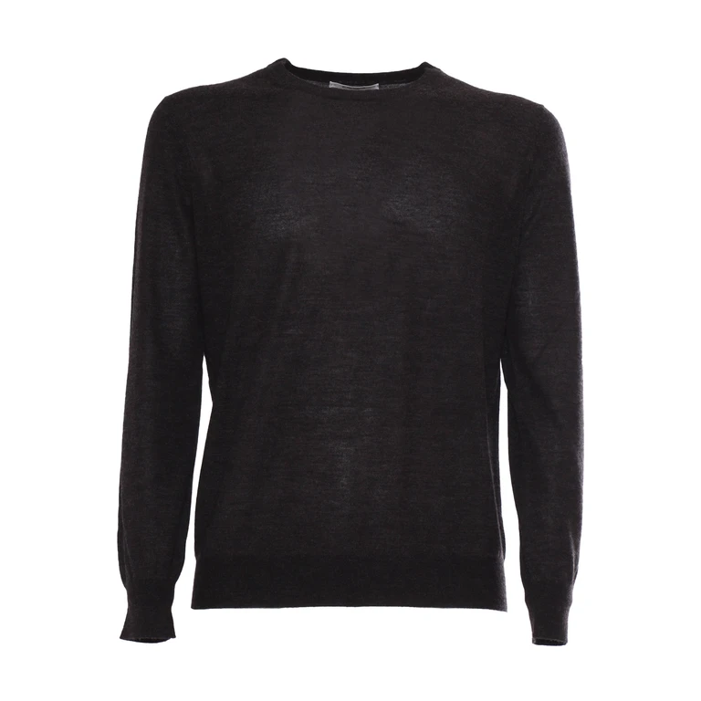 Kangra Cashmere Crewneck Sweater Brown Extrafine Merino Wool - Men