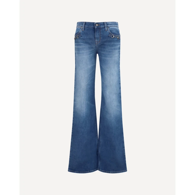 GUCCI Stretch cotton Jeans with Horsebit Female 25