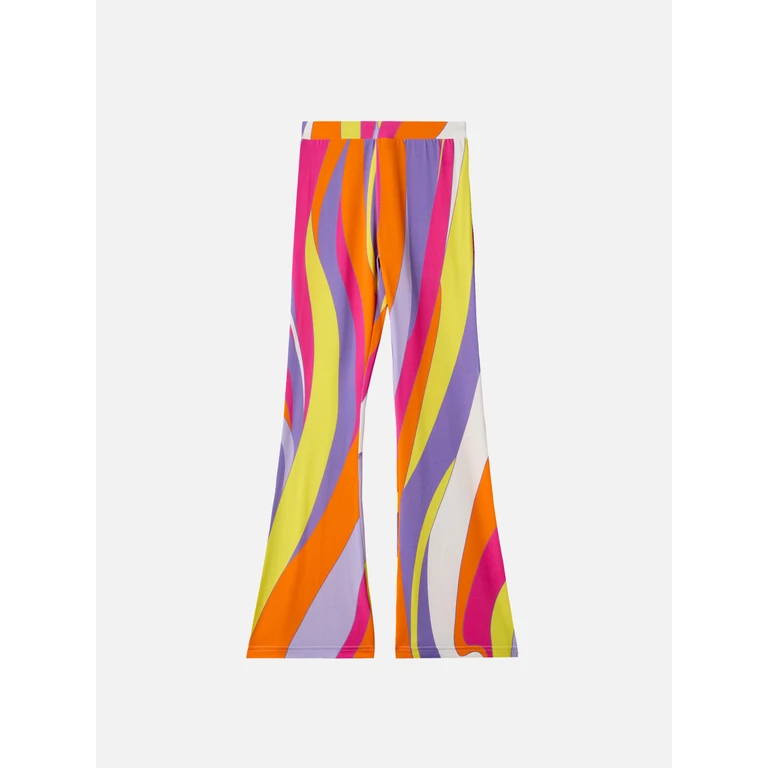 Mc2 Saint Barth Flared Pants Gwenda Jr With Shape Wave Print Orange