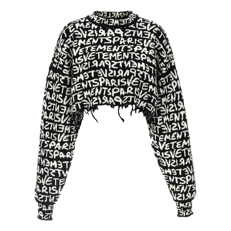 vetements Paris Monogram Cropped Sweater