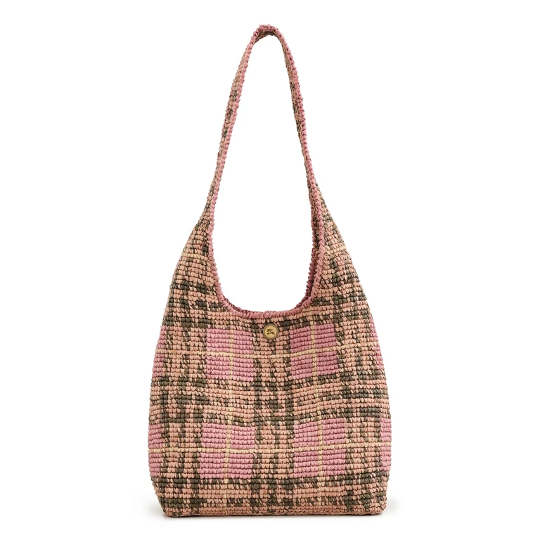 Burberry Margate Hobo Raffia Bag Pink One Size