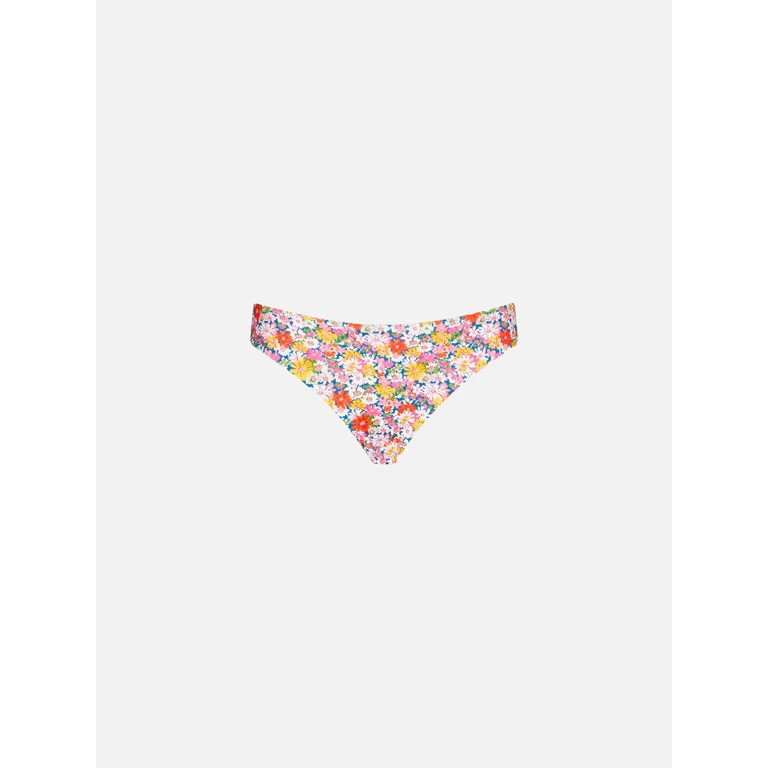 Mc2 Saint Barth Girl Swim Briefs With Flower Print Made Liberty Fabric Blue Bottom