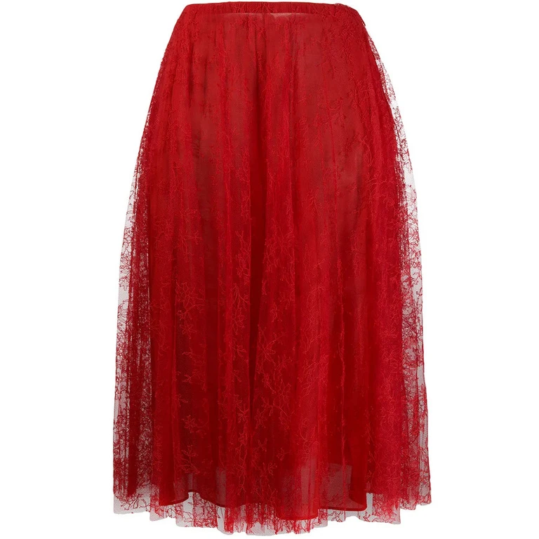 Valentino Garavani Pleated Chantilly Lace Skirt