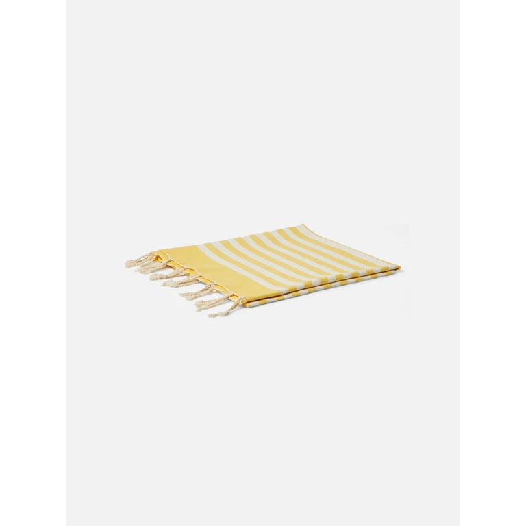 Mc2 Saint Barth Foutas Beach Towel With Yellow And White Stripes - Unisex
