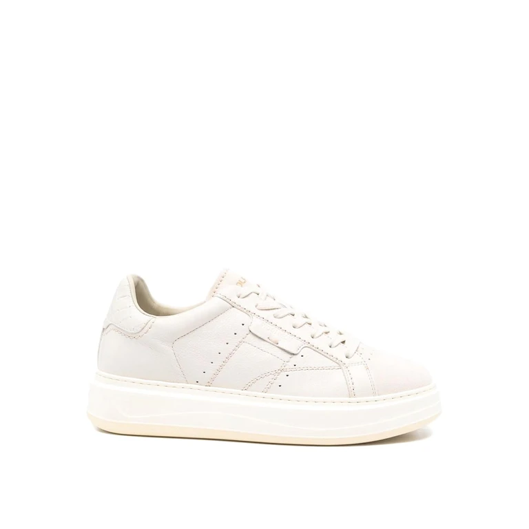 Smooth Leather Low Top Trainers with Printed Logo and Padded Ankle (WFW261510C60DD)