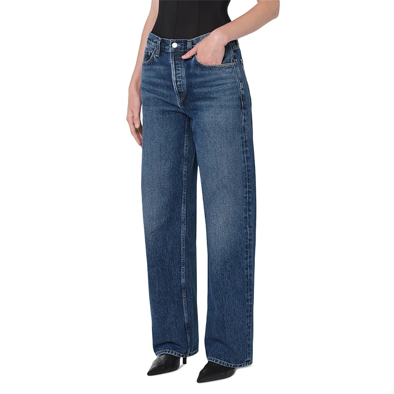 Agolde Arc High Rise Loose Wide Leg Jeans in Short Wave