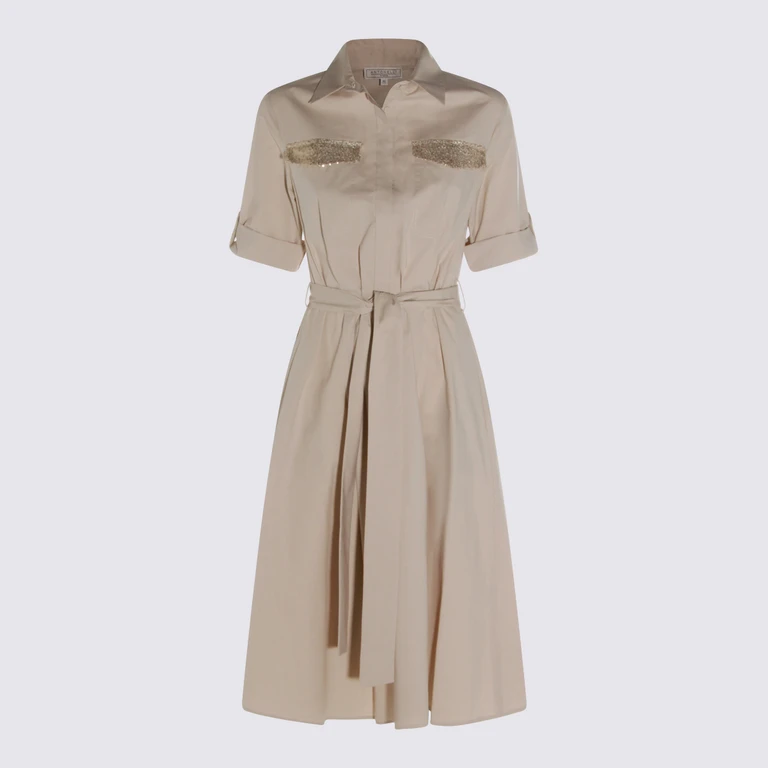Antonelli Beige Cotton Midi Dress
