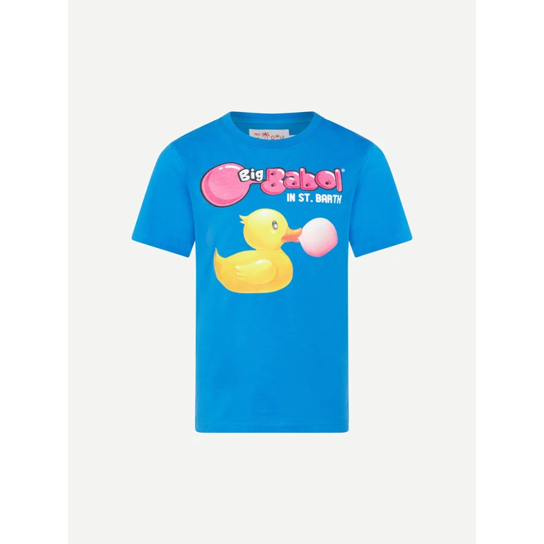 Mc2 Saint Barth Boy Cotton T-Shirt With Big Babol Print Babol Special Edition Blue