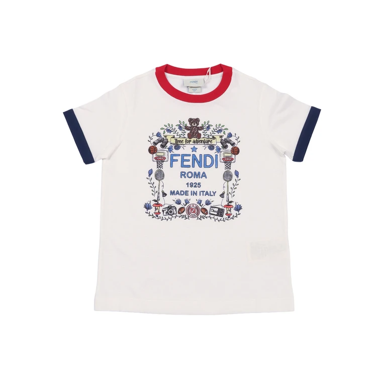 Fendi Jr Jersey T-Shirt White Cotton Short Sleeves - Kids