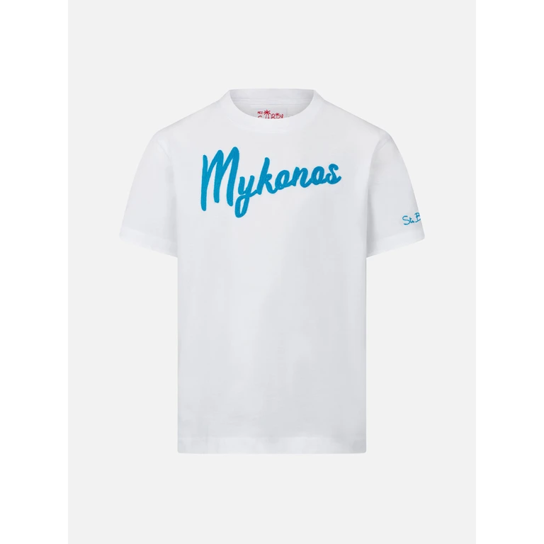 Mc2 Saint Barth Boy T-Shirt With Mykonos Embroidery White