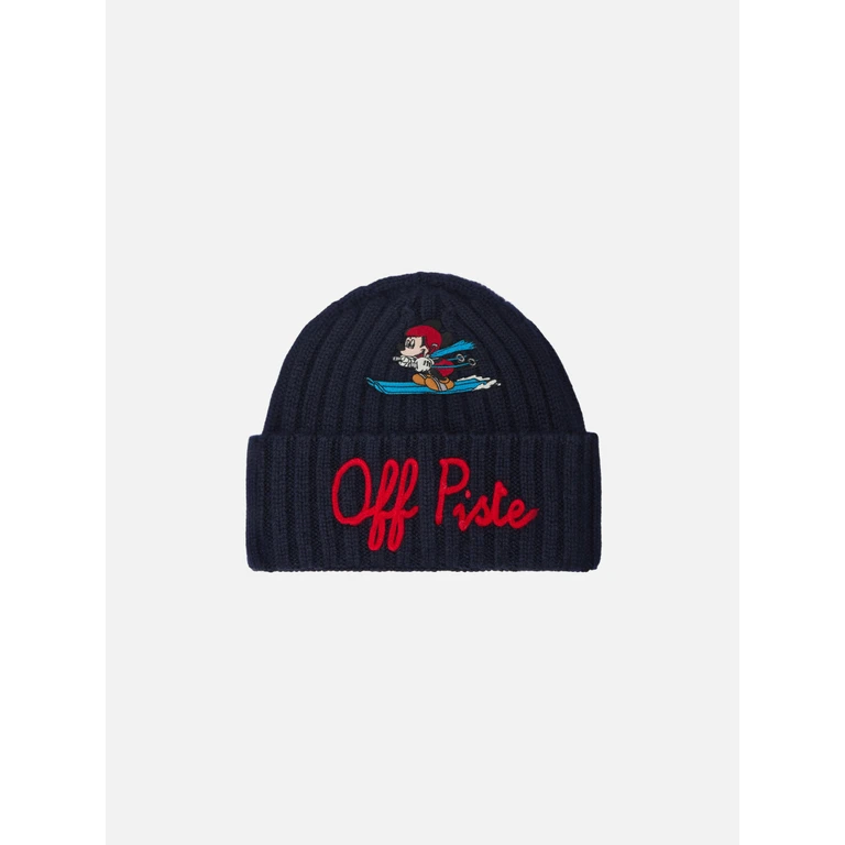 Mc2 Saint Barth Wengen Jr Beanie With Mickey Mouse Patch And Embroidery Disney Special Edition Blue Hat - Unisex