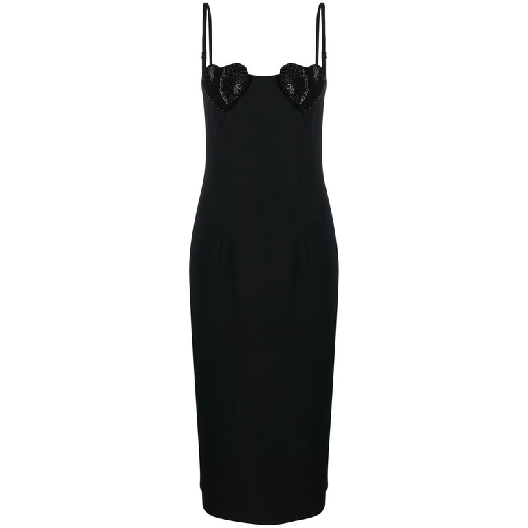 Blumarine Heart Rhinestone Embellished Slip Dress