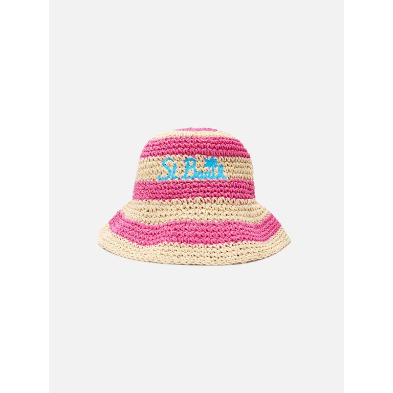 Mc2 Saint Barth Polly Bucket-Style Straw-Effect Hat Pink - Unisex