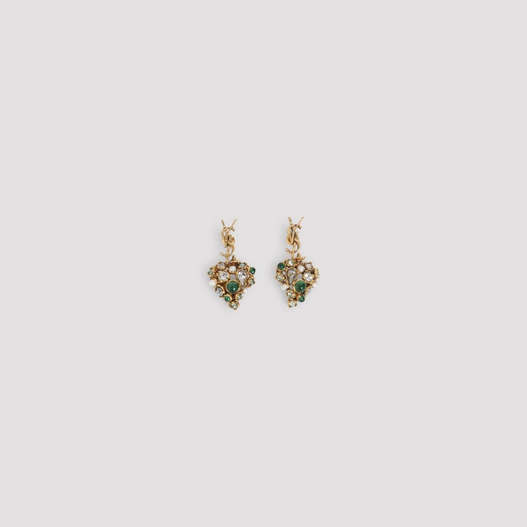 SAINT LAURENT - Saint Laurent Heart Pendant Hammered Cassandre Earrings