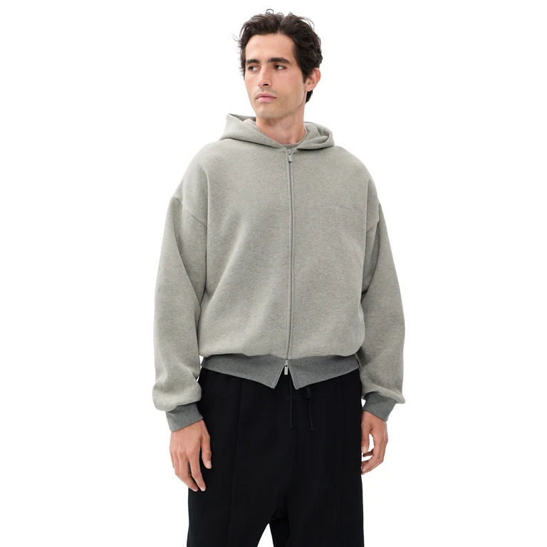 Fear of God Signature Classic Full Zip Hoodie Concrete Heather/Dark Concrete M