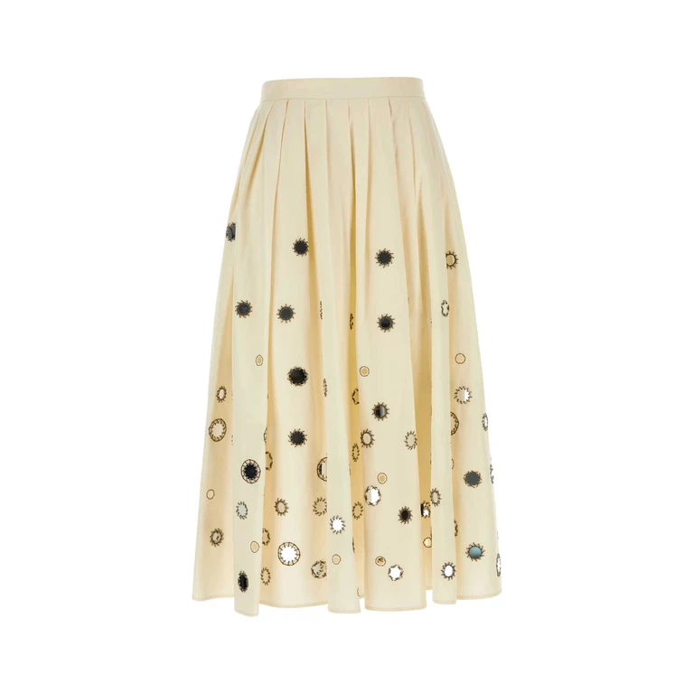 Prada Cream Cotton Skirt Naturale Exterior: Gonne - Women