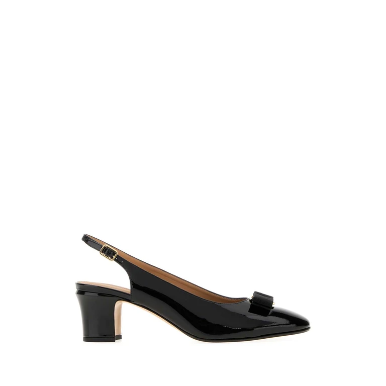 Ferragamo Black Leather Vetty 55 Pumps Nerobiscotto Scarpe Con Tacco - Women