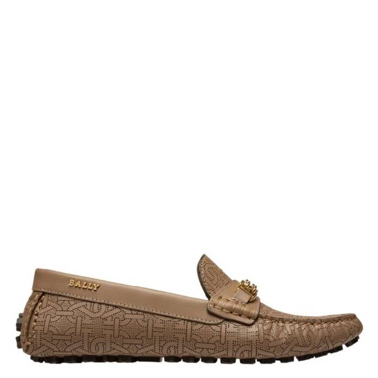 Bally Lezy B Monogram Leather Loafers, Brand Size 36 ( US Size 5.5 )