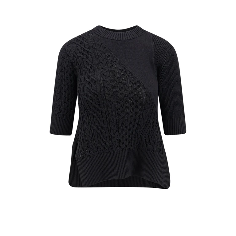 Sacai Cotton Blend Asymmetrical Sweater