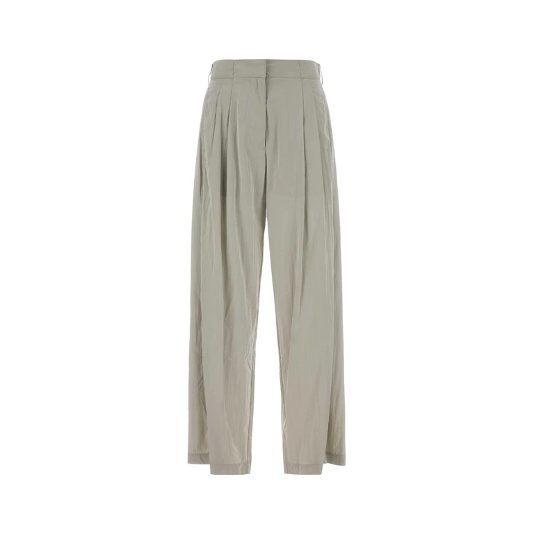 The Row Light Grey Silk Blend Wide-Leg Iven Pant Smokegrey Exterior: Nylon Pantaloni - Women