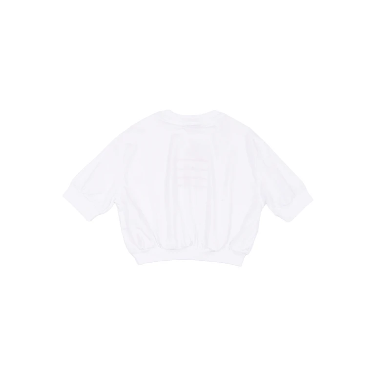 MSGM CROPPED JERSEY T-SHIRT GIRL White Cotton Short Sleeves