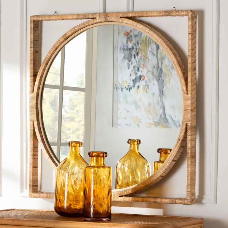 Bayan Natural Rattan Wall Mirror