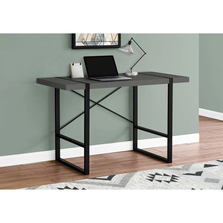 Gray and Black Thick Panel Computer Desk