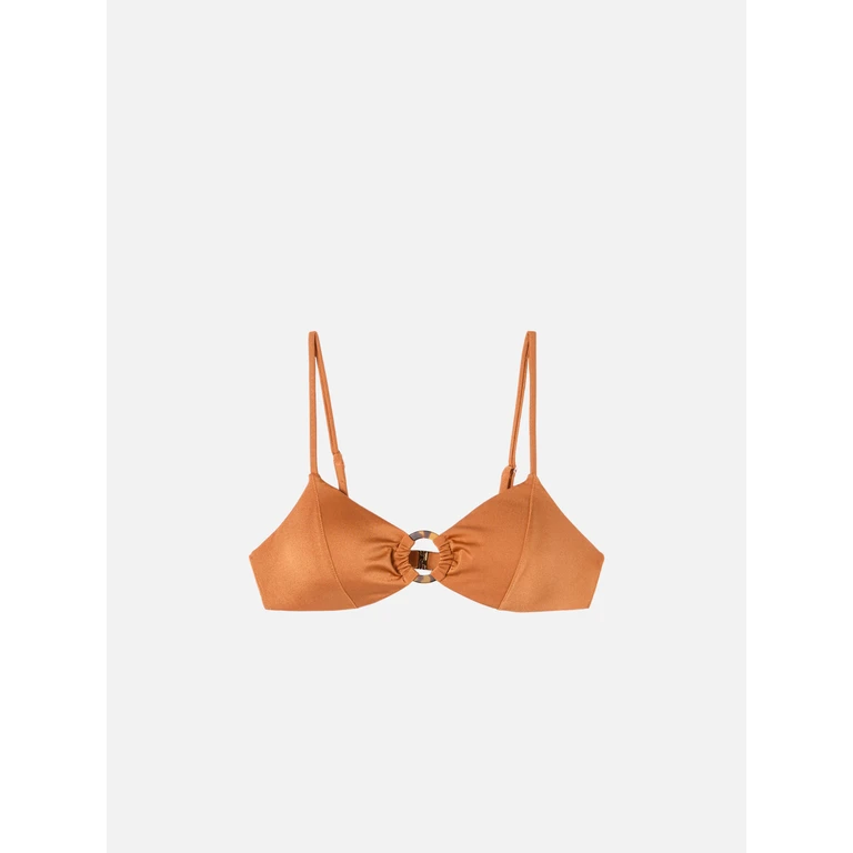 Mc2 Saint Barth Bralette Juca Shiny Ochre Yellow With Loop Top - Women