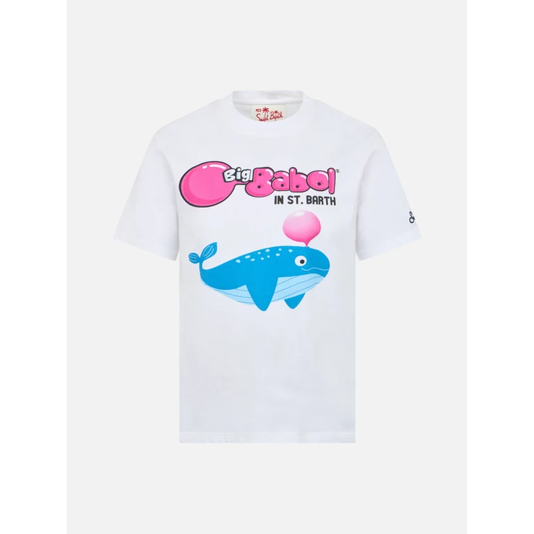 Mc2 Saint Barth Boy T-Shirt With Big Babol Whale Placed Print Special Edition White