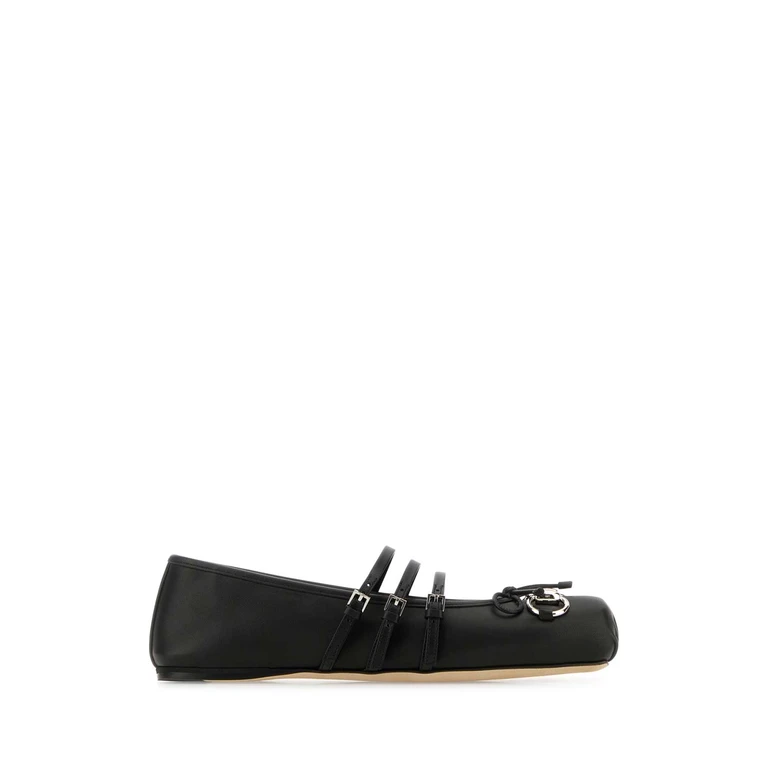 Gucci Black Leather Ballerinas Lamb Ballerine - Women