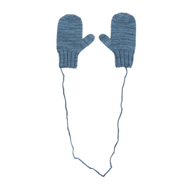 Misha & Puff Popcorn Mittens Blue Super Wash Merino Wool Glove - Unisex