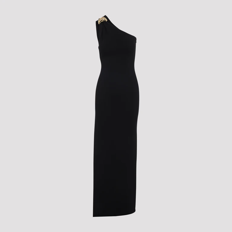 Elisabetta Franchi Milano Stitch Long Dress Black Viscose Polyester - Women