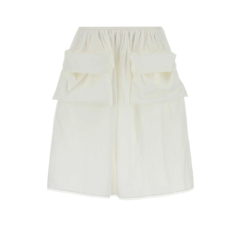 Miu Miu White Cotton Blend Skirt Bianco Exterior: Linen Gonne - Women