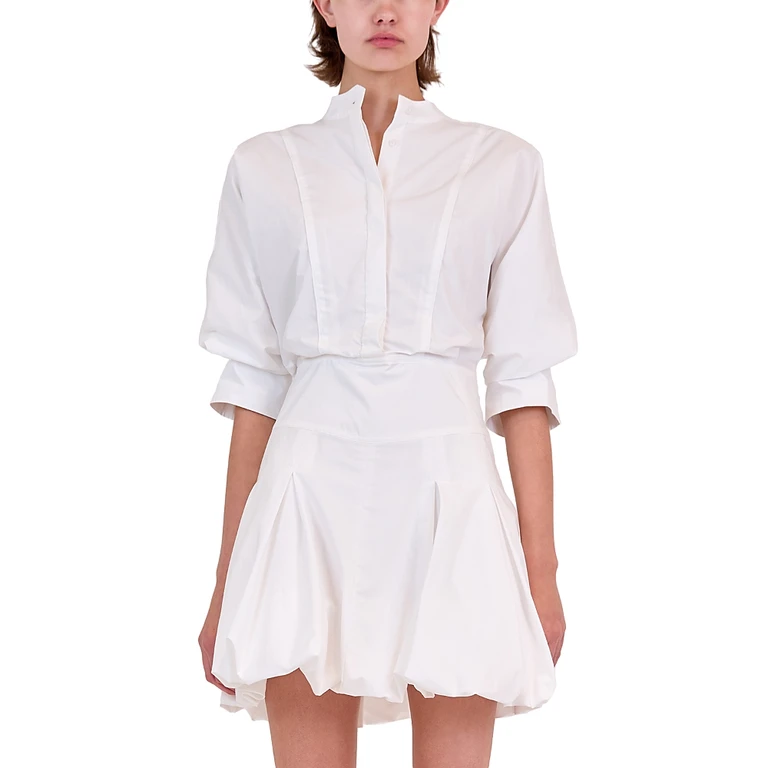 Simkhai Effie Bubble Hem Poplin Shirtdress