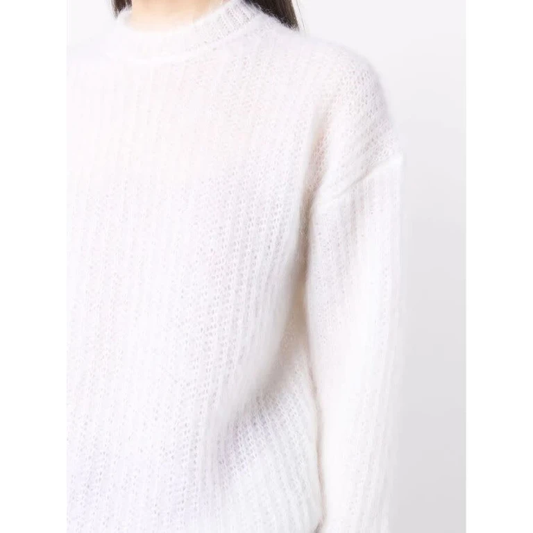 Ferragamo Womens Bianco Long Sleeves Round-Neck Cardigans & Sweaters