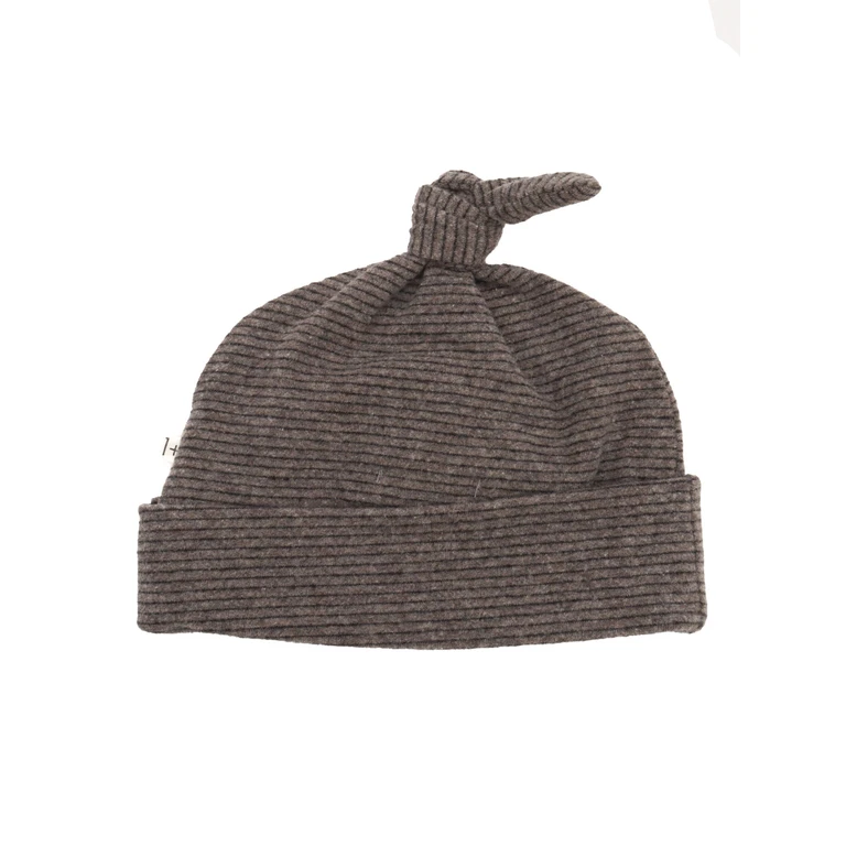 One More In The Family Beanie W-Knot Grey Cotton Acrylic Elastan Hat - Unisex