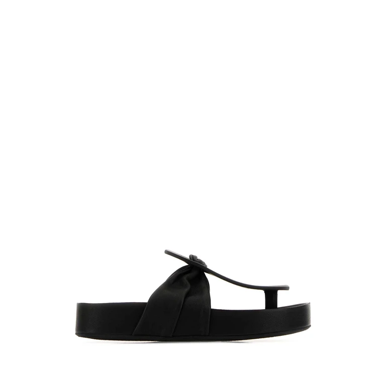 Uma Wang Black Leather Thong Slippers - Women