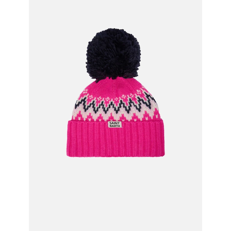 Mc2 Saint Barth Wengen Nordic Beanie With Pompon Pink Hat - Unisex