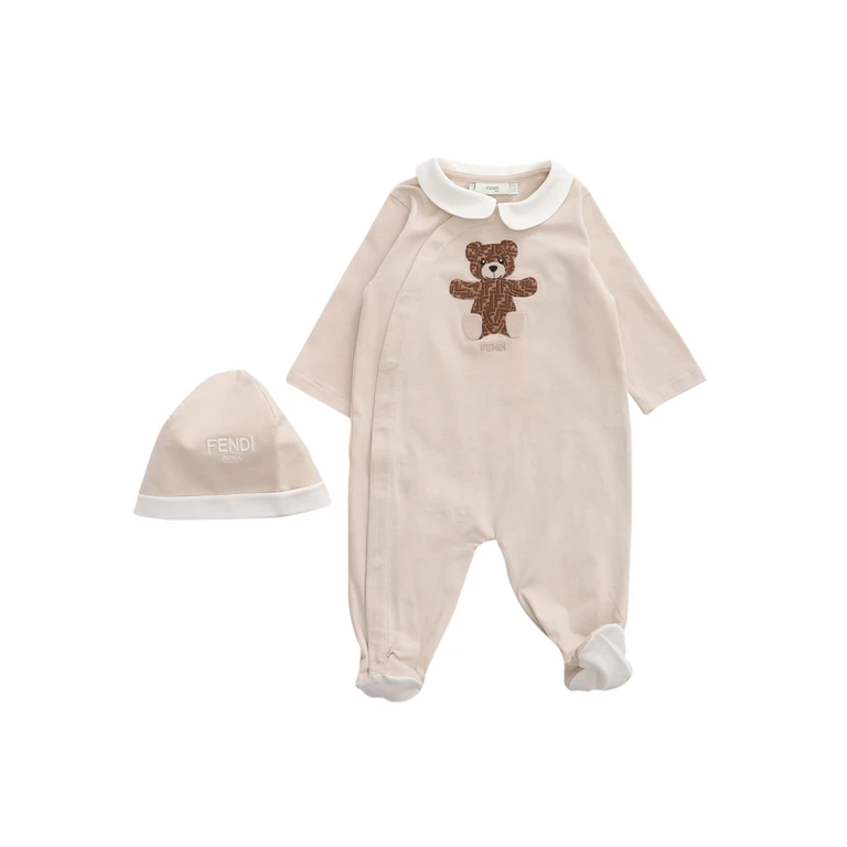 Fendi Jr Stretch Jersey Unisex Set Beige Box Regalo - Kids