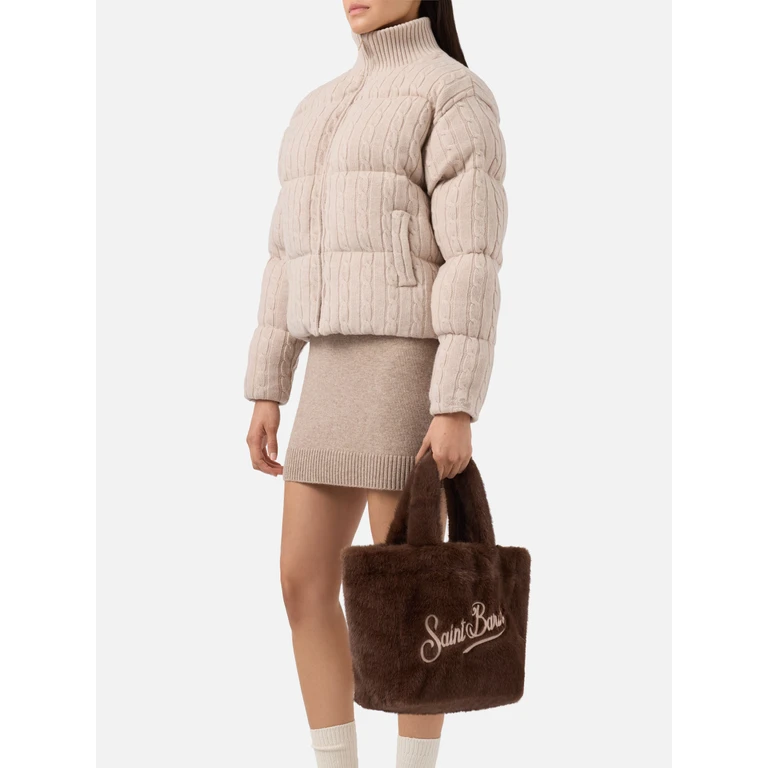 Mc2 Saint Barth Colette Soft Handbag Brown Faux Fur Bag - Unisex