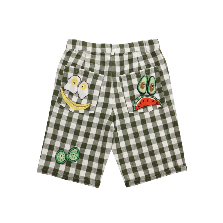 Stella McCartney Checked shorts with prints Green Cotton