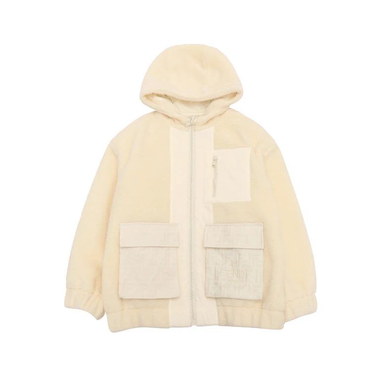 Fendi Jr Teddy Jacket White Polyester Cotton Virgin Wool - Kids
