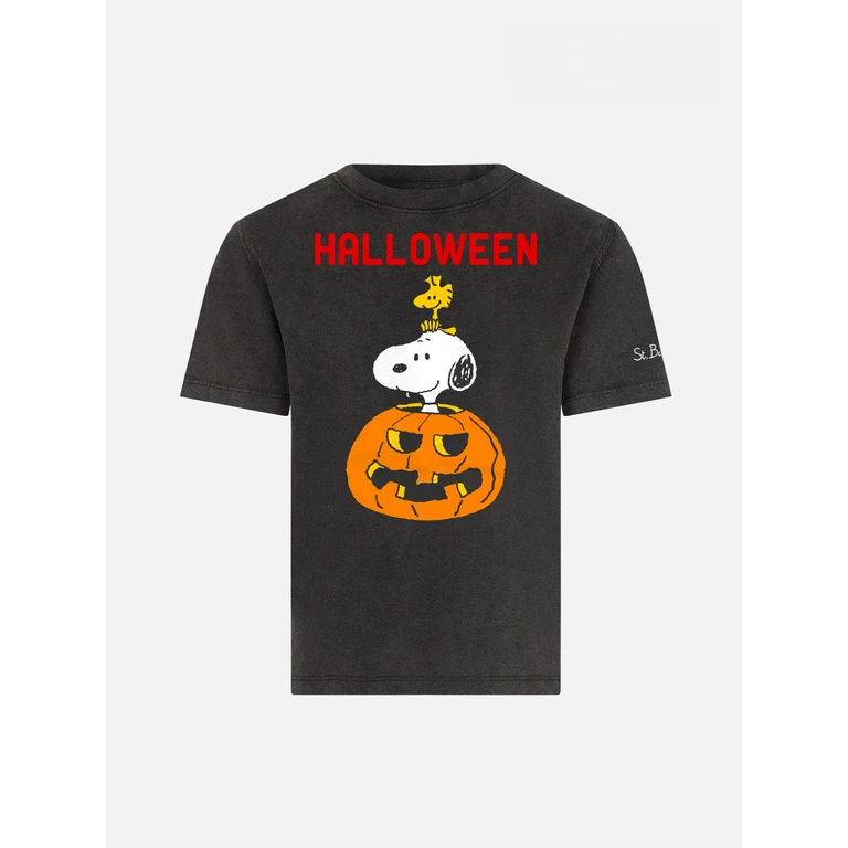 Mc2 Saint Barth Kid T-Shirt With Halloween Print Snoopy - Peanuts Special Edition Black