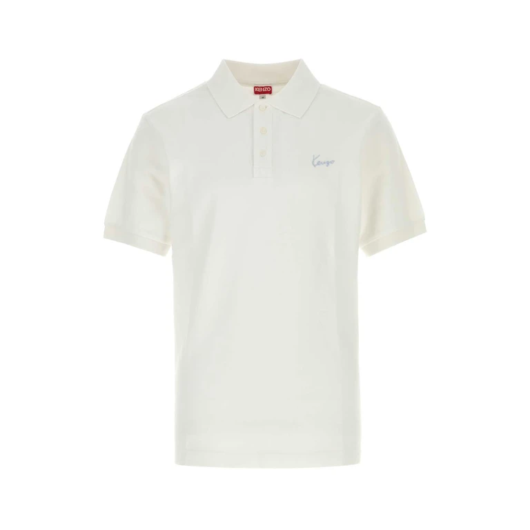 Kenzo White Piquet Polo Shirt Offwhite Exterior: Cotton - Men