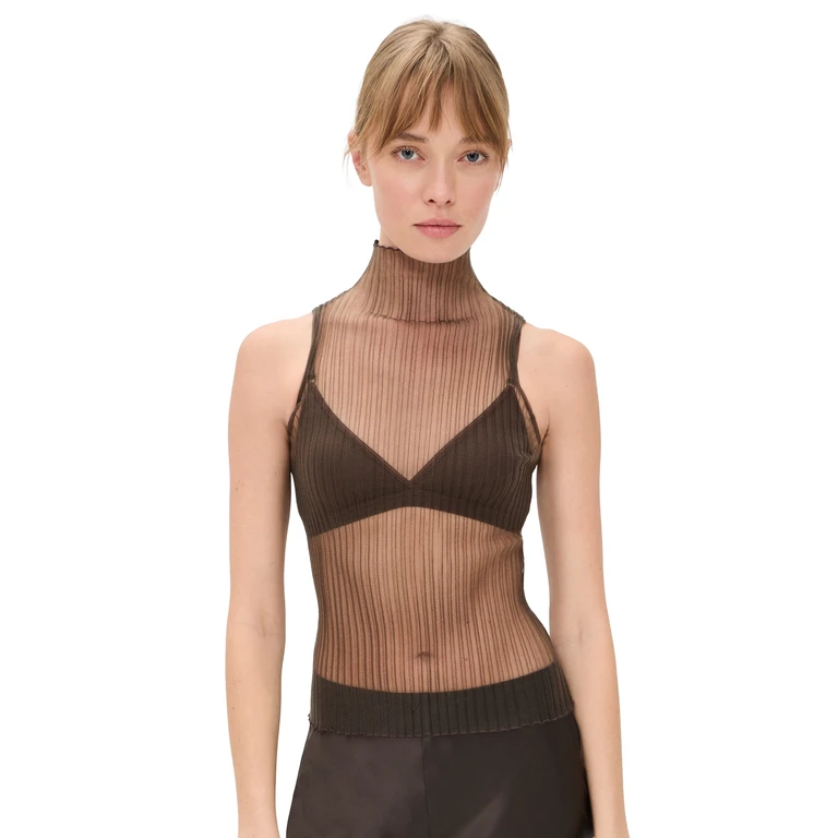 Aisling Camps Sleeveless Modern Mist Turtleneck Top Smoke L