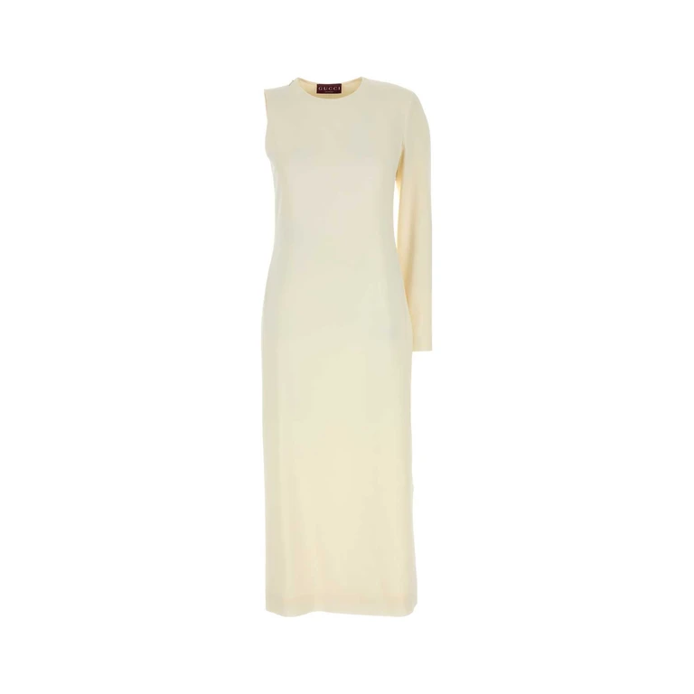 Gucci Ivory Sablã One-Shoulder Dress Abiti - Women