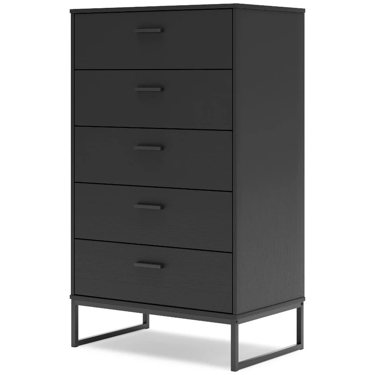 Socalle Black 5-Drawer Wood Chest