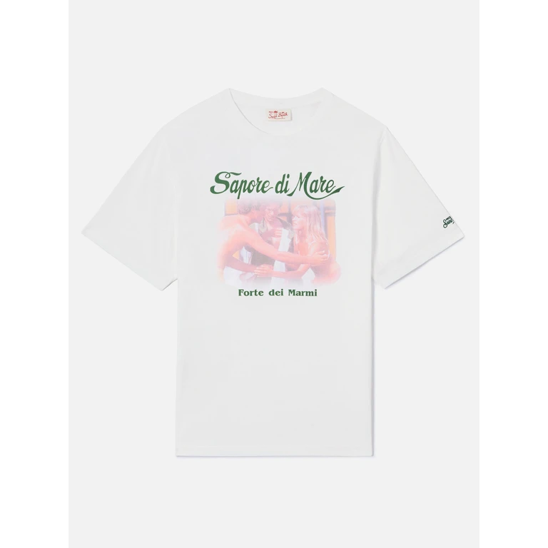 Mc2 Saint Barth White Denver T-Shirt With Sapore Di Mare Abbraccio Print Special Edition - Men