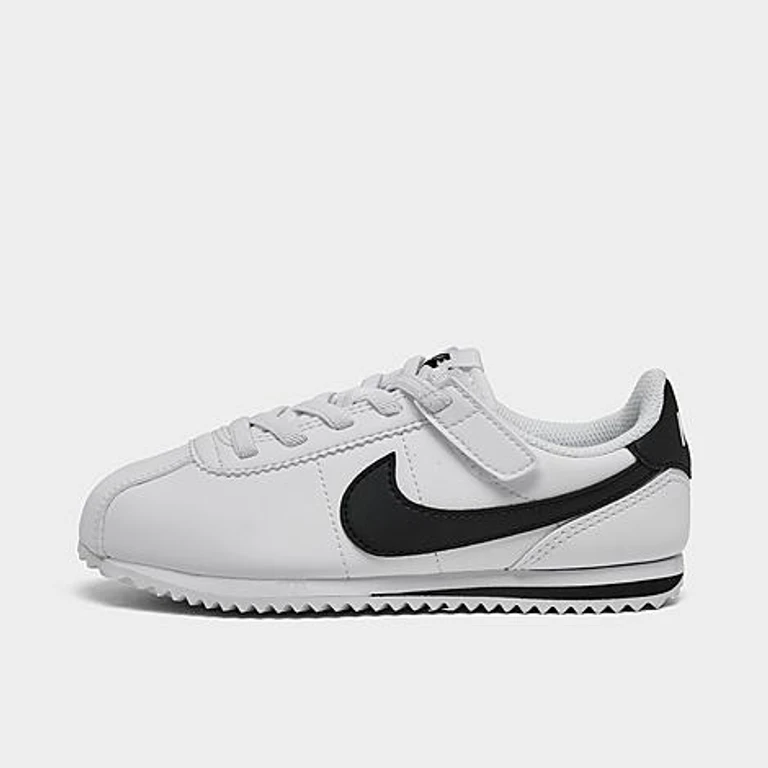 Nike Little Kids Cortez EasyOn Casual Shoes in White/Black Size: 10.5
