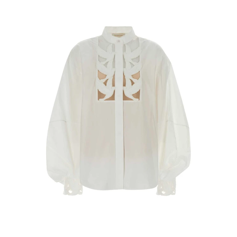 Zimmermann White Poplin Luna Shirt Ivory Cotton Camicie - Women
